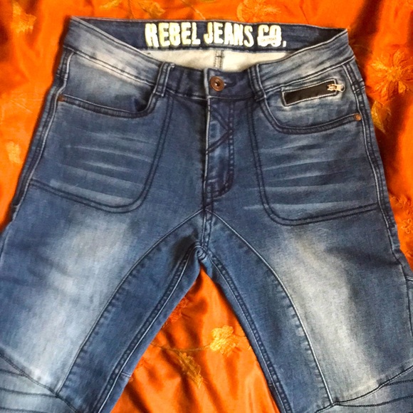 NWOT REBEL JEANS CO FRENCH TERRY STRETCH KNITTED MOTO YOUTH SIZE 12 JEANS NEW! - Picture 5 of 14